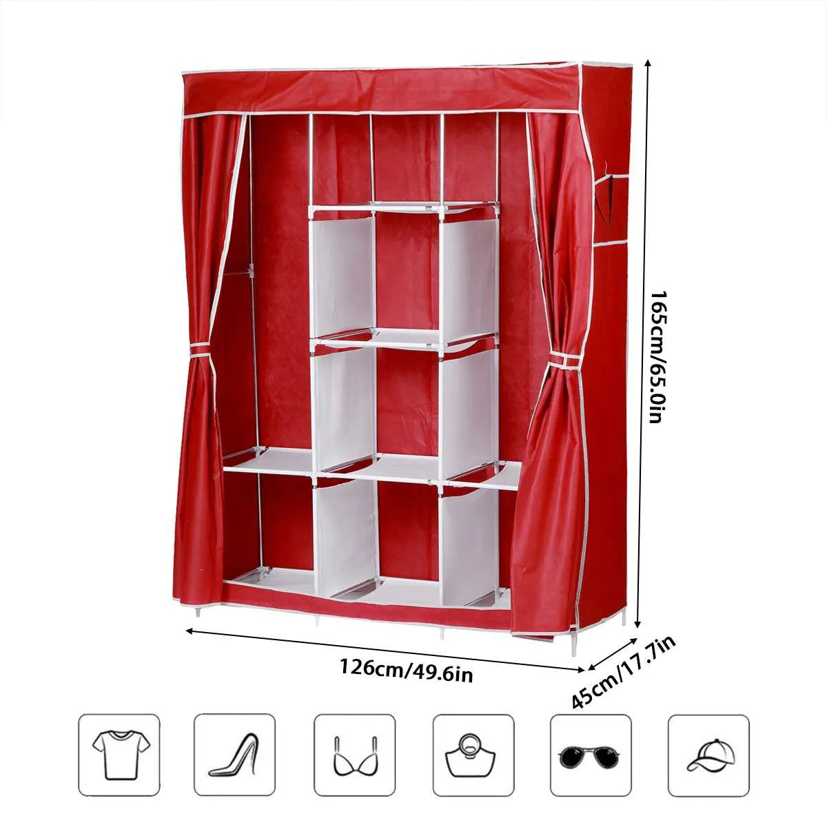 Non-woven Cloth Wardrobe Folding Portable Clothing Storage Cabinet Cosmia.pk