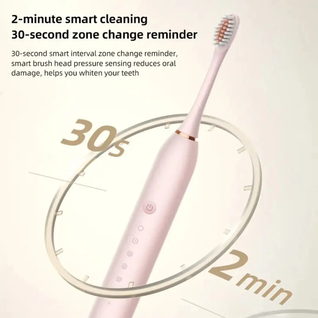 USB Rechargeable Ultrasonic Tooth Brush with 4 Brush Heads Cosmia.pk