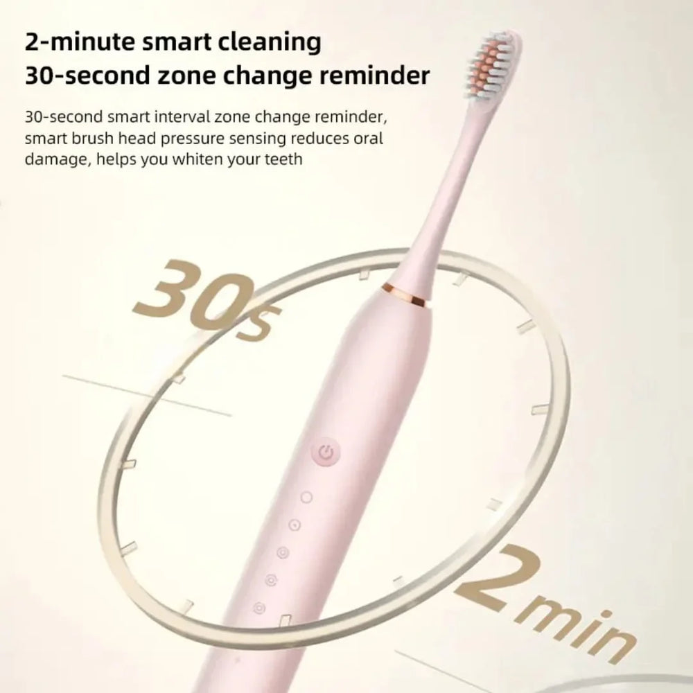 USB Rechargeable Ultrasonic Tooth Brush with 4 Brush Heads Cosmia.pk