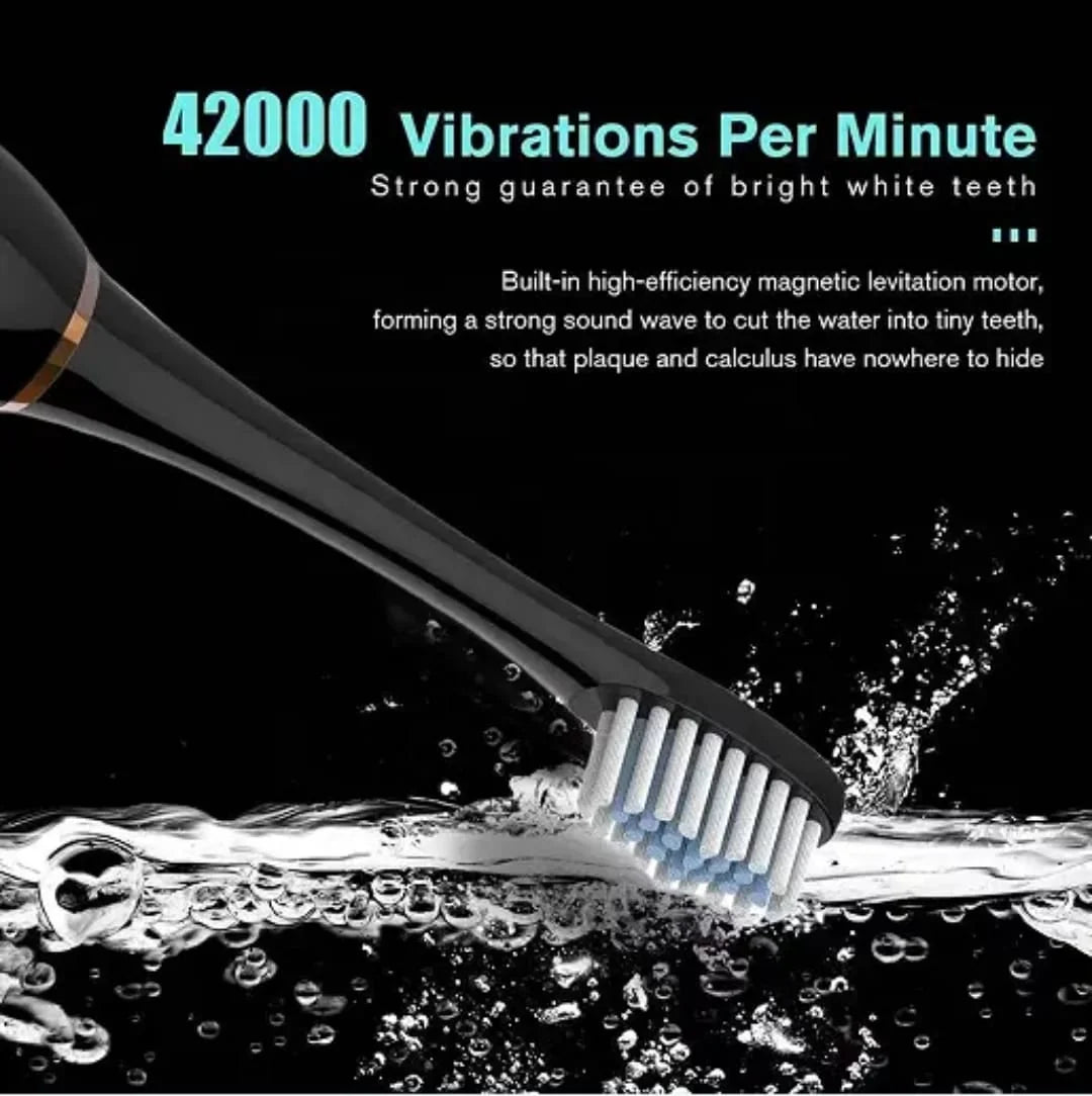 USB Rechargeable Ultrasonic Tooth Brush with 4 Brush Heads Cosmia.pk