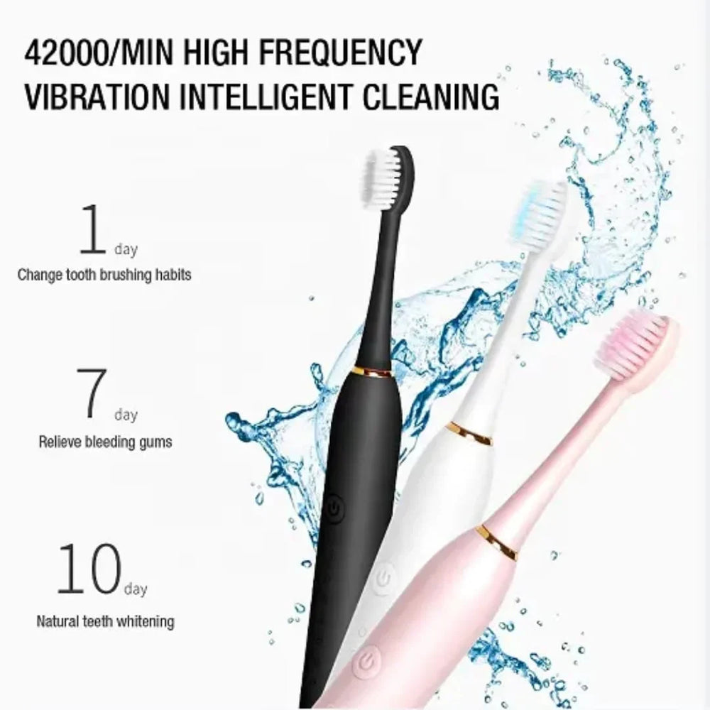 USB Rechargeable Ultrasonic Tooth Brush with 4 Brush Heads Cosmia.pk