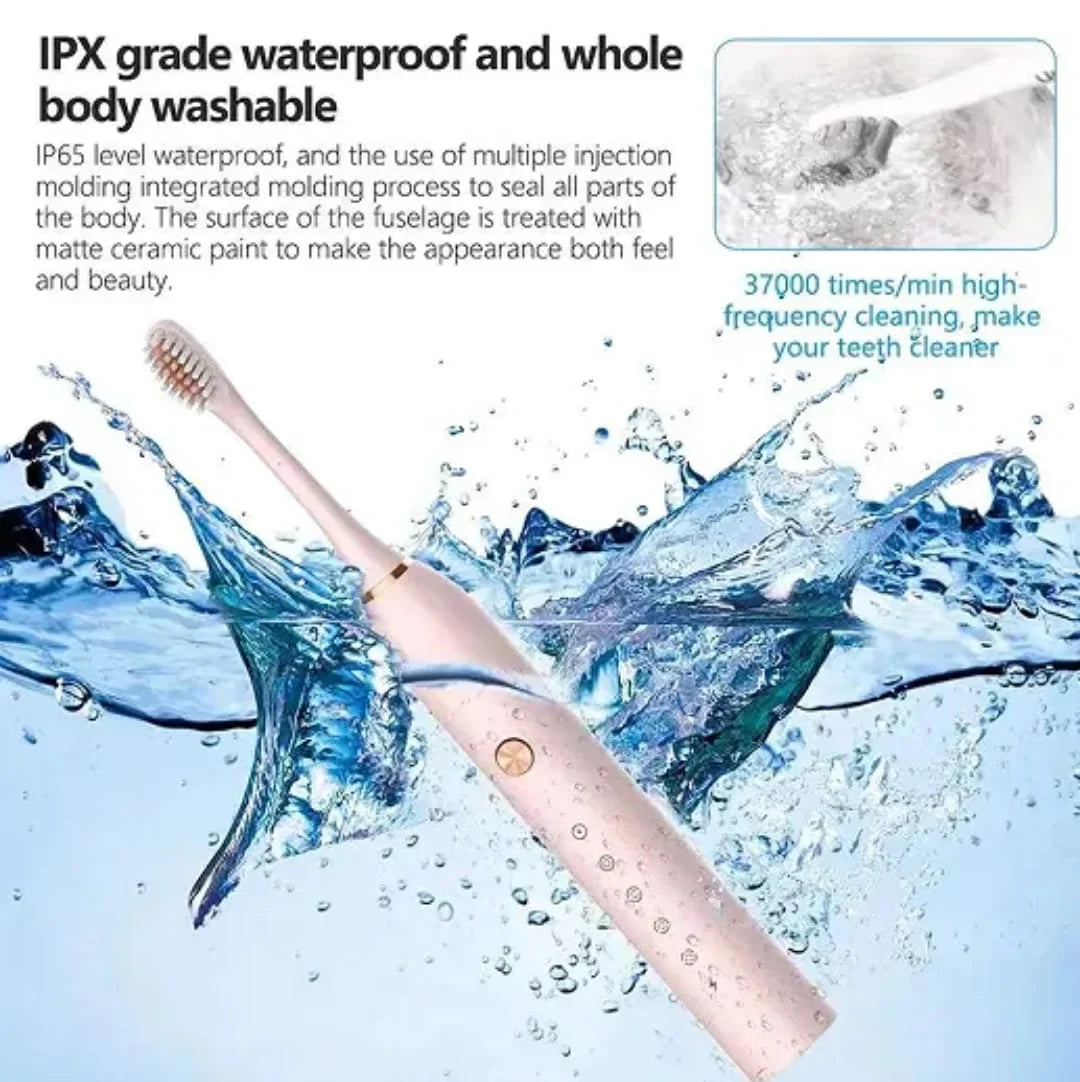 USB Rechargeable Ultrasonic Tooth Brush with 4 Brush Heads Cosmia.pk