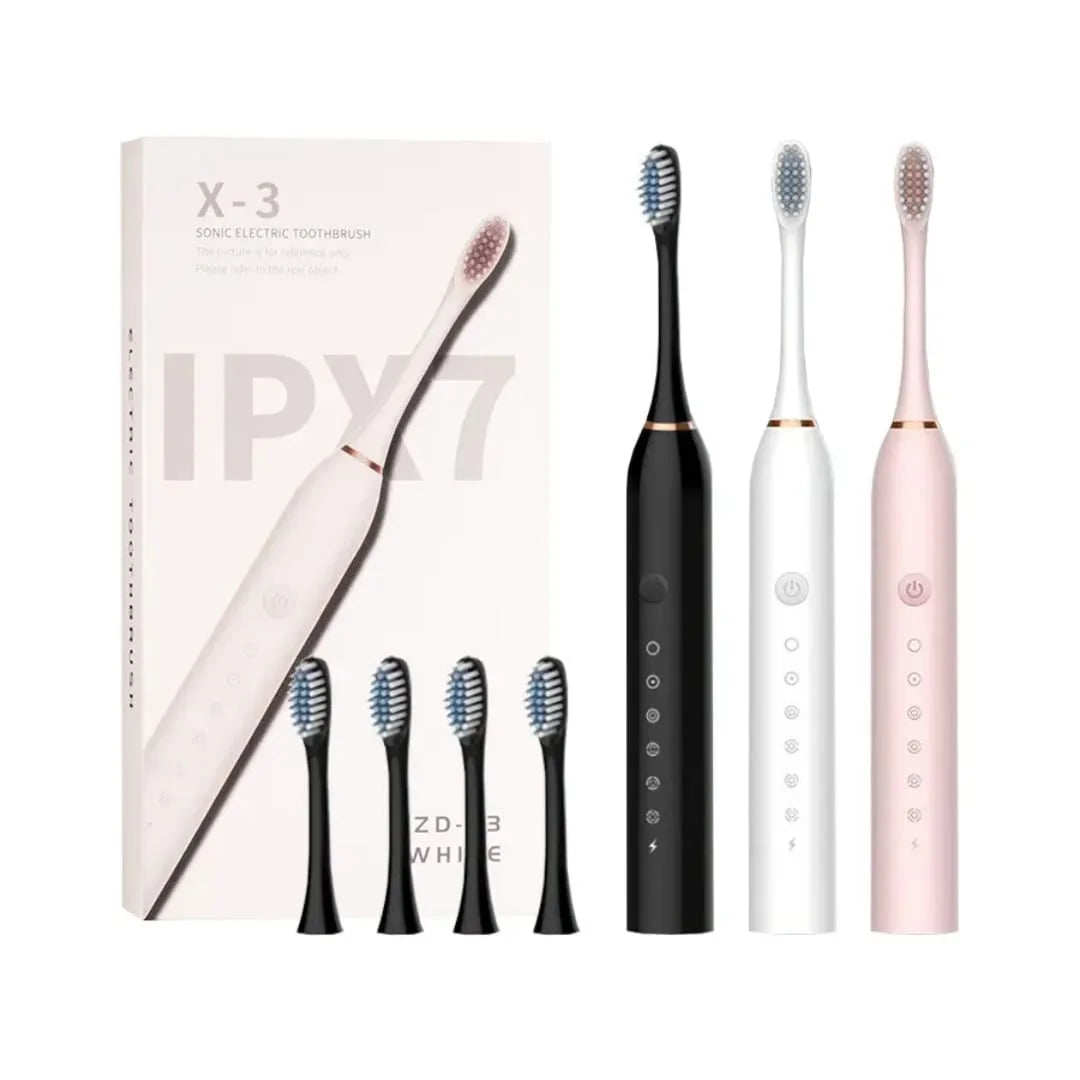 USB Rechargeable Ultrasonic Tooth Brush with 4 Brush Heads Cosmia.pk