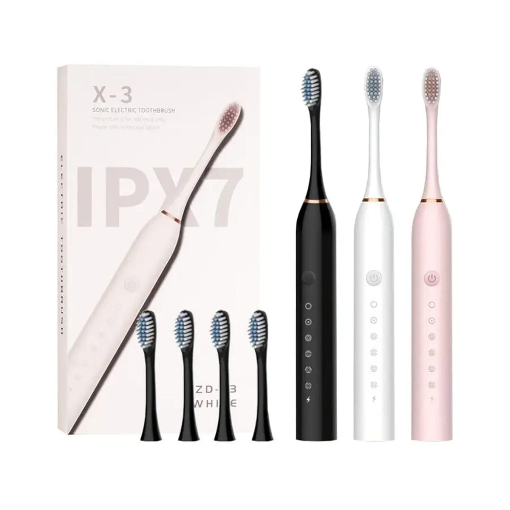 USB Rechargeable Ultrasonic Tooth Brush with 4 Brush Heads Cosmia.pk