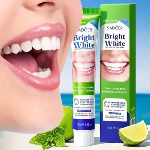 Sadoer Bright White Deep Removing Teeth Stains Green Refreshing Toothpaste 100g Sadoer