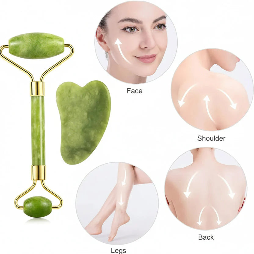 2 In 1 Jade Roller & Gua Sha Set Cosmia.pk