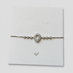 Sterling Silver Pavé Teardrop Halo Bracelet – Adjustable Slider Chain Cosmia.pk