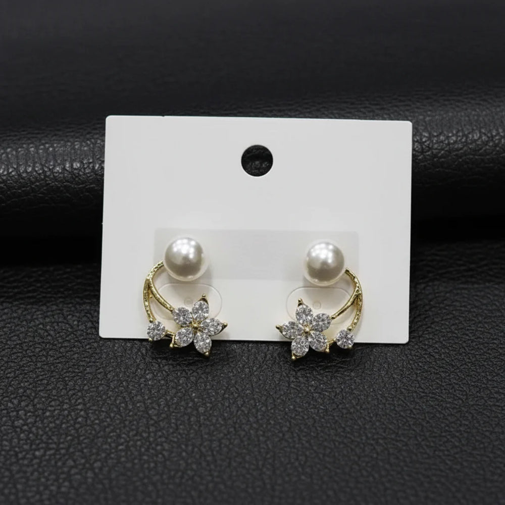 Pearl & crystal floral earrings Cosmia