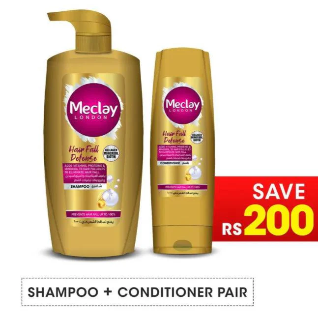 Meclay London Hair Fall Defense Shampoo - 660ml + Conditioner Pair Box (Save Rupees 200) Meclay London