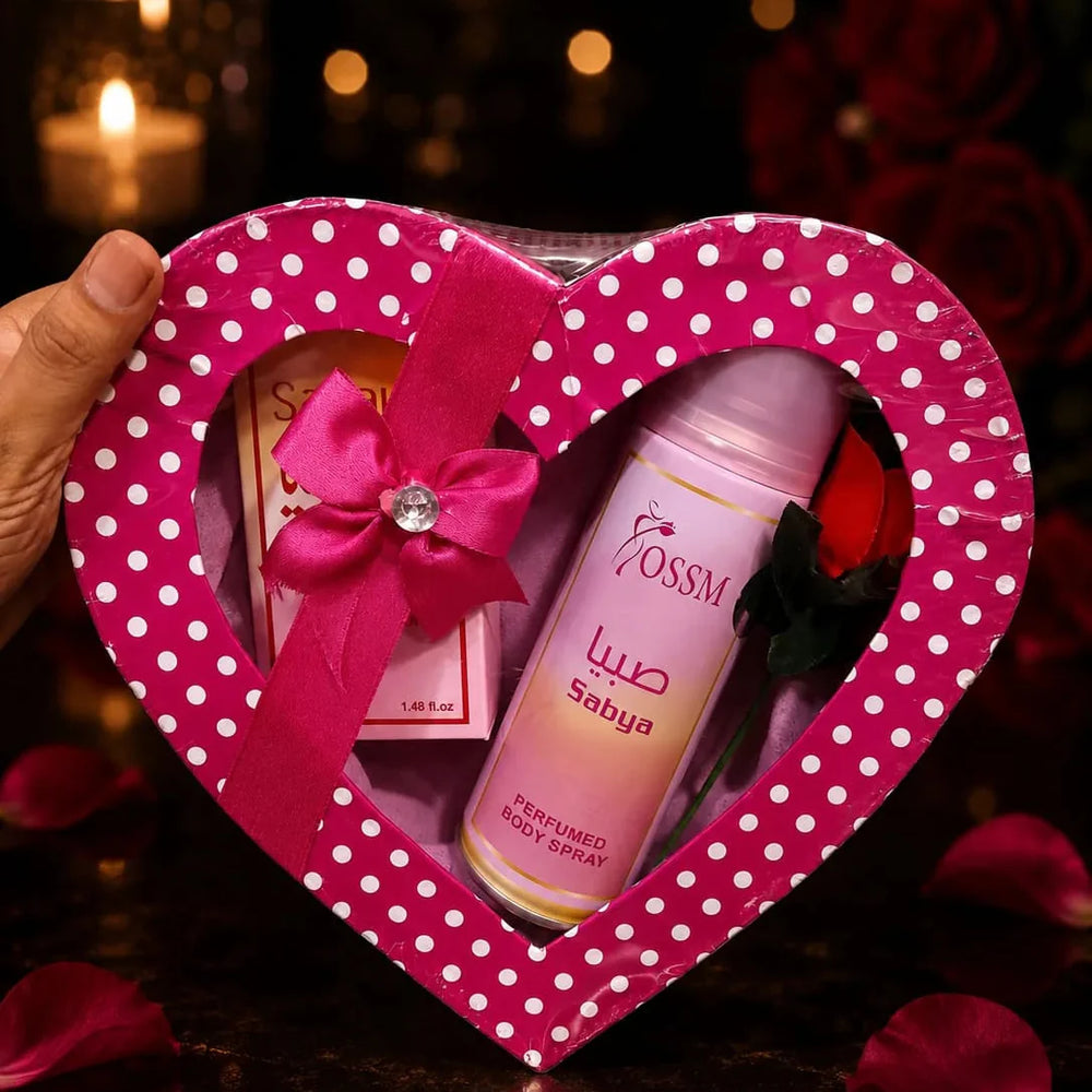 Heart Shape Gift Pack 2 Pcs Perfume 35ml + 200ml Body Spray Set Cosmia.pk