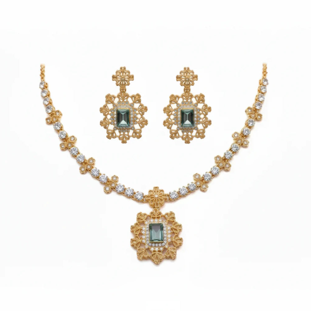 Rajwari Necklace Set Combo – Bracelet, Jhumki & Necklace Cosmia
