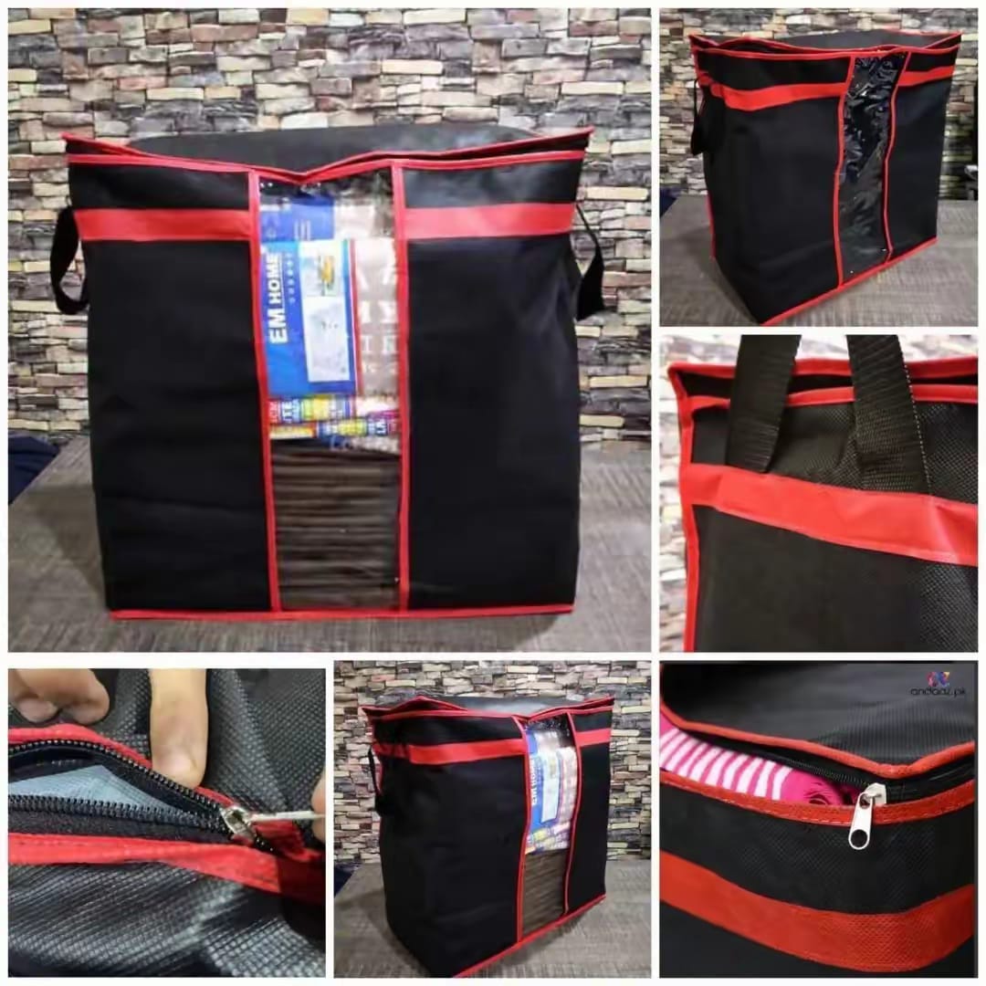 Heavy-Duty Black Fabric Storage Bag & Clothes Organizer - Each Cosmia.pk