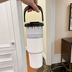 Stainless Steel Tumbler with Straw & Handle - 900ml Cosmia.pk