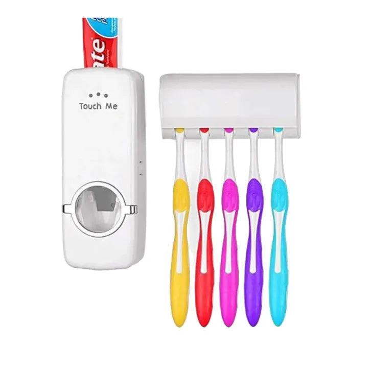 Touch Me Press Toothpaste Dispenser With Toothbrush Holder Cosmia.pk