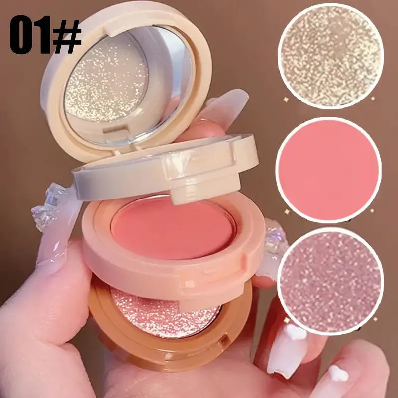 Hudamoji 3-in-1 Highlighter & Blush Palette Hudamoji