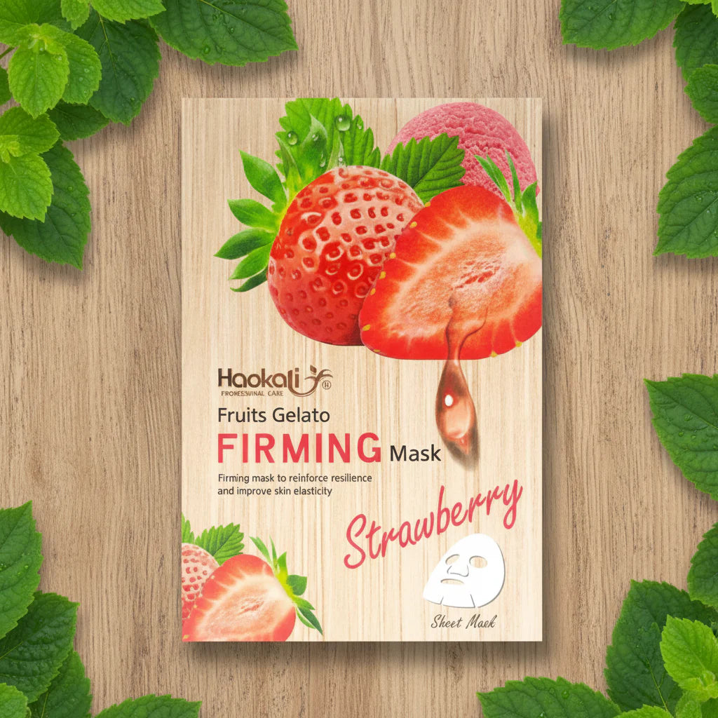 Haokali Fruits Gelato Firming Strawberry Sheet Masks - 10 PCS Haokali