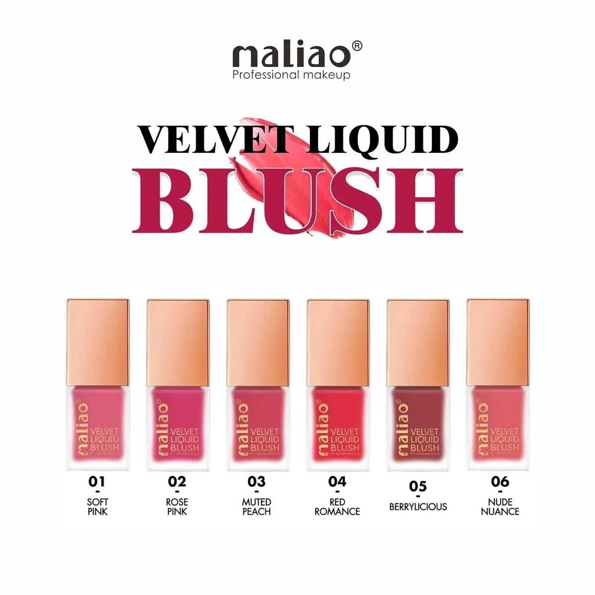6 Pcs Maliao Velvet Liquid Blush Maliao