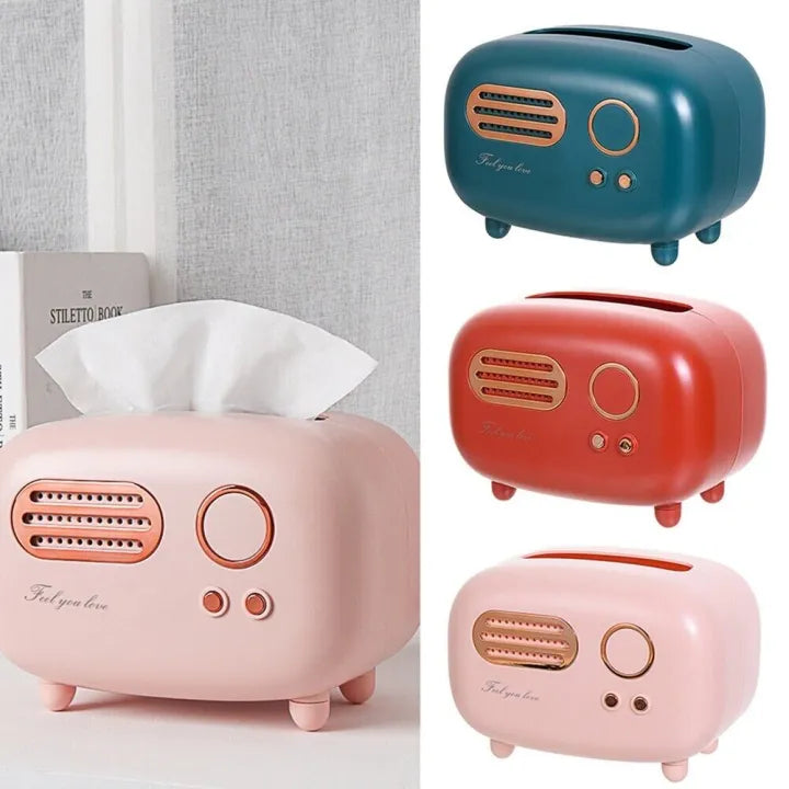 Retro Radio Tissue Box - Vintage Style Desktop Tissue Holder Cosmia.pk