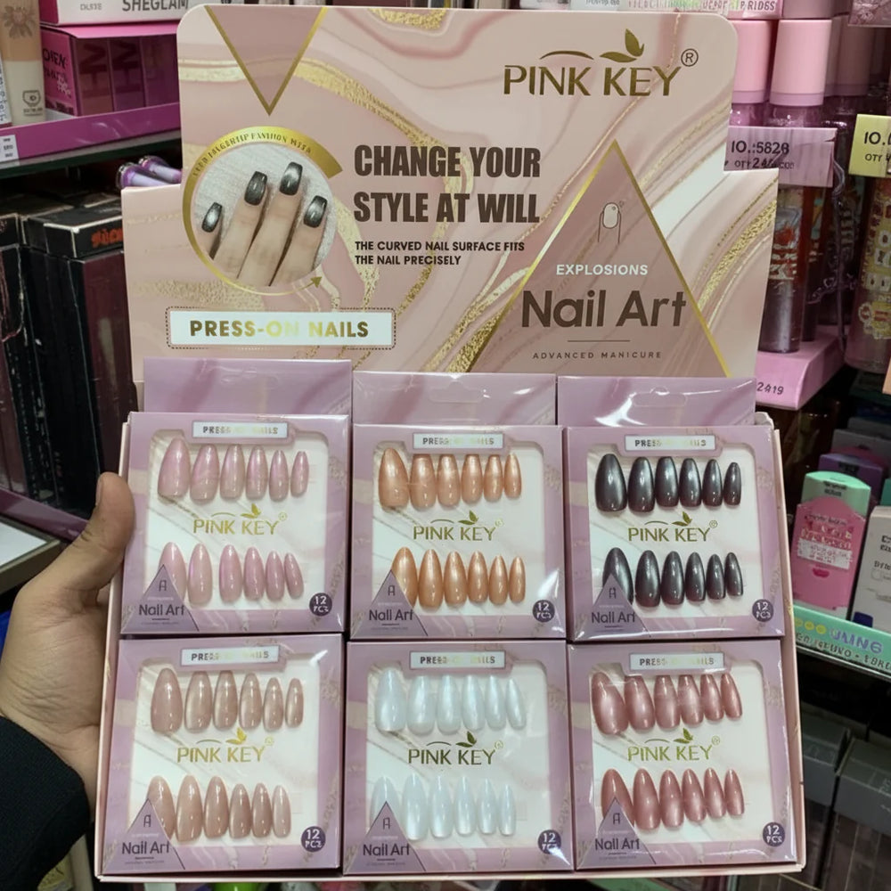 Pink Key Explosions Press-On Nails Pink Key