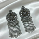 Floral Pattern Ethnic Design Oxidized Silver Jhumka