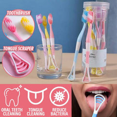 2in1 Toothbrush With Tongue Cleaner - 8 Pcs Cosmia.pk