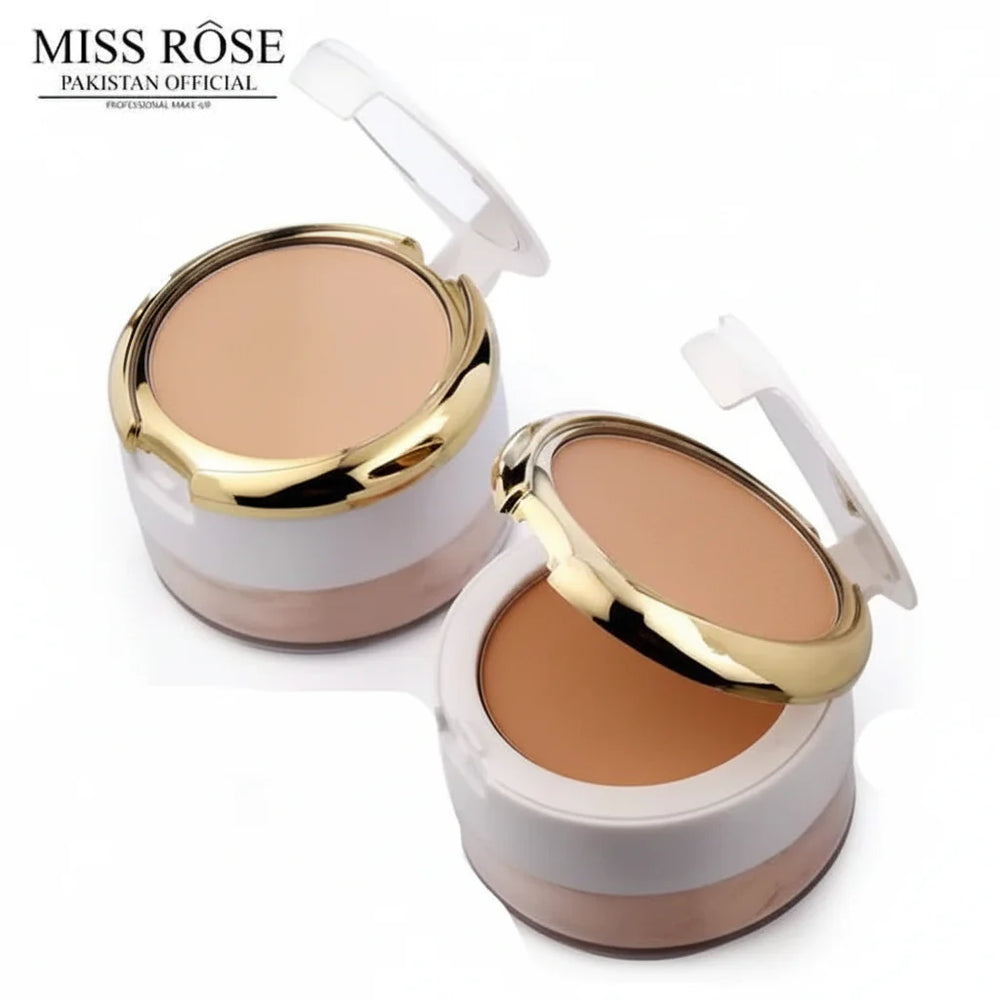 MISS ROSE (3 in 1) Professional 3D Pearl Whitening Compact & Loose Powder - 45g Miss Rose
