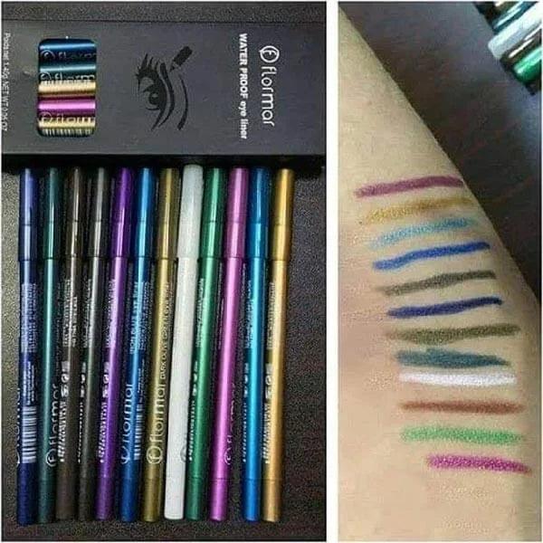 Flormar Waterproof Pencil Eyeliners -  Pack of 12 Flormar