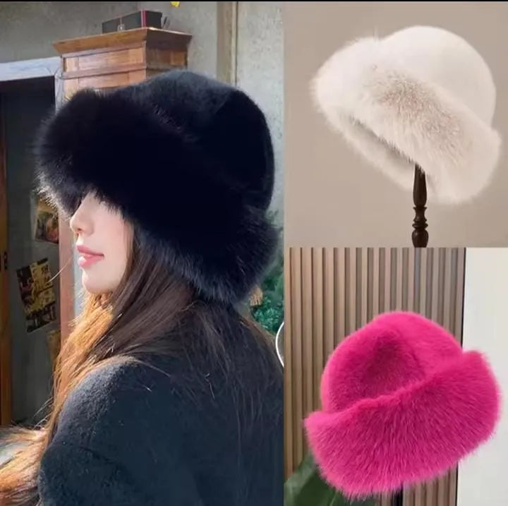 Fluffy Bucket Hat (Random Colour) Cosmia.pk