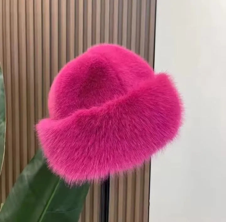 Fluffy Bucket Hat (Random Colour) Cosmia.pk