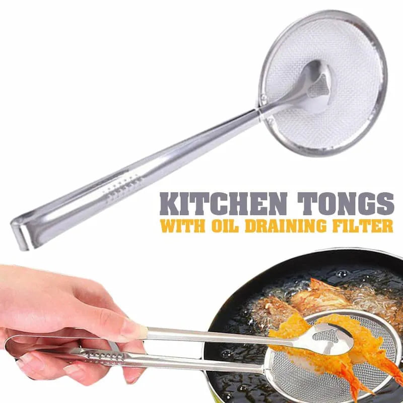 Stainless Steel Frying Tong With Strainer Cosmia.pk