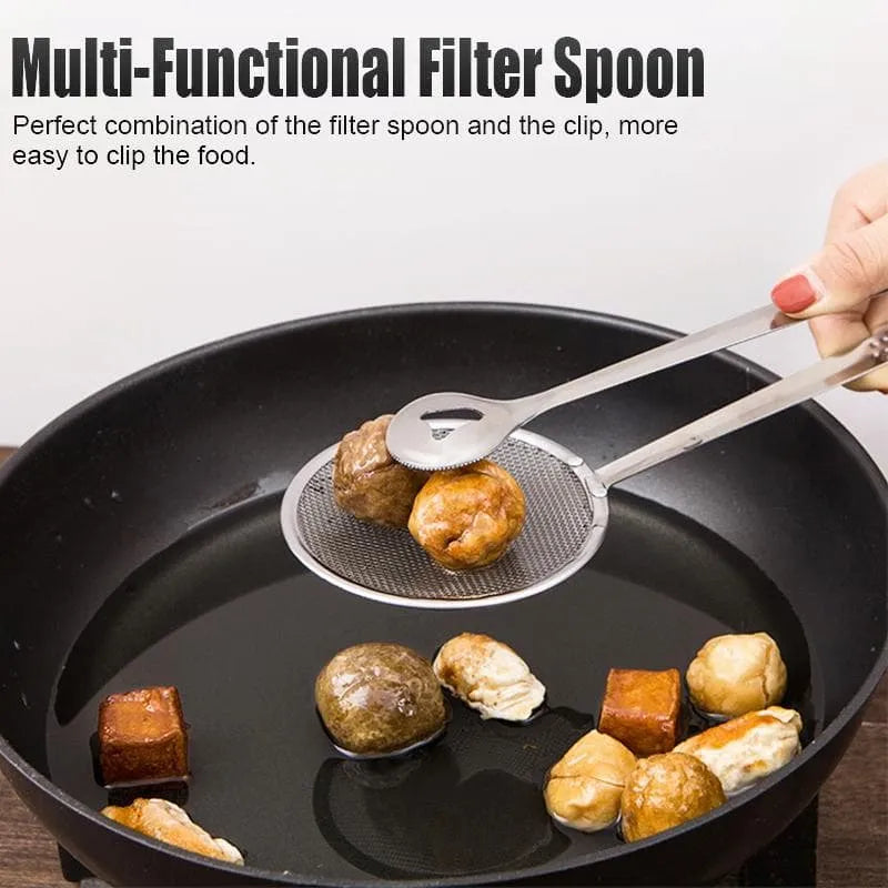 Stainless Steel Frying Tong With Strainer Cosmia.pk