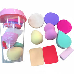 Glass Jar Beauty Blender And Makeup Puff (9Pcs) Cosmia.pk