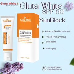 Gluta White Sun Block SPF-60 – 50gm Gluta White