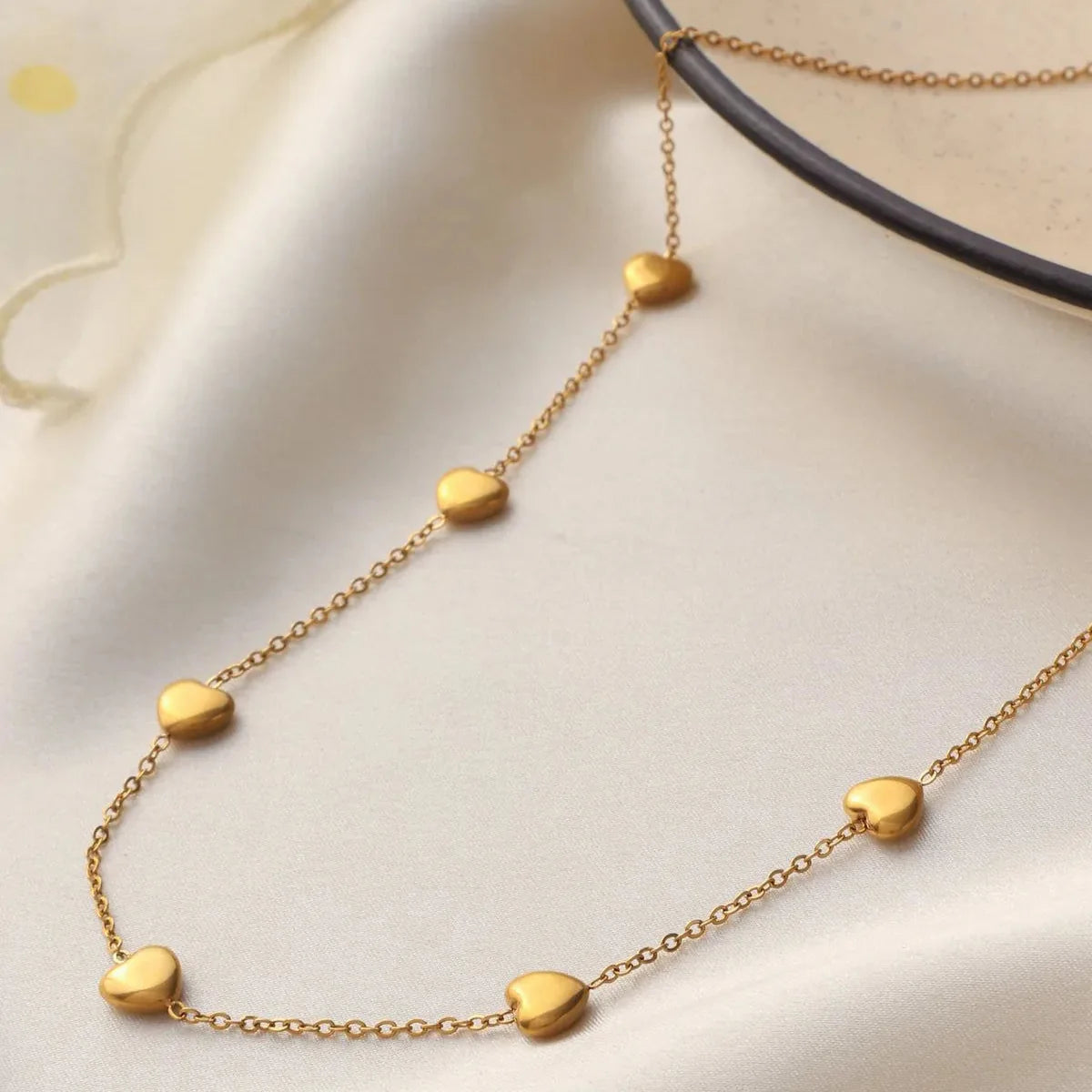 Gold Plated Stainless Tiny Heart Chain Necklace Cosmia