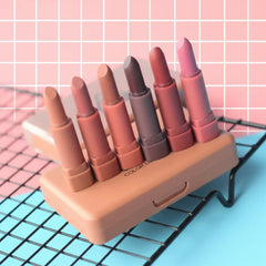 Heng Feng Matte Lipstick With Mirror - 6 Pcs Heng Fang