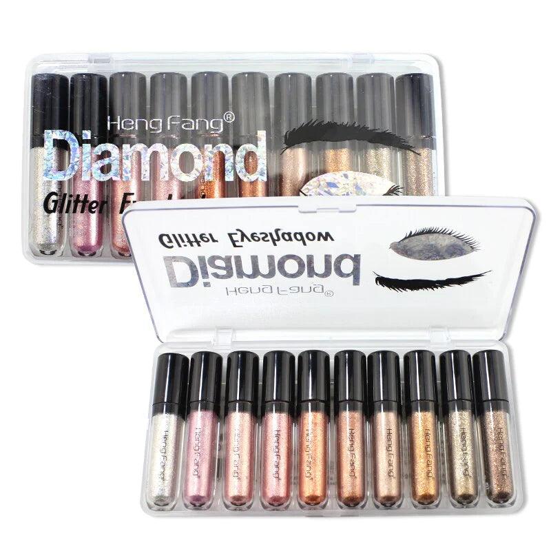 Heng Fang Diamond Glitter Liquid Eyeshadow - 10Pcs Heng Fang