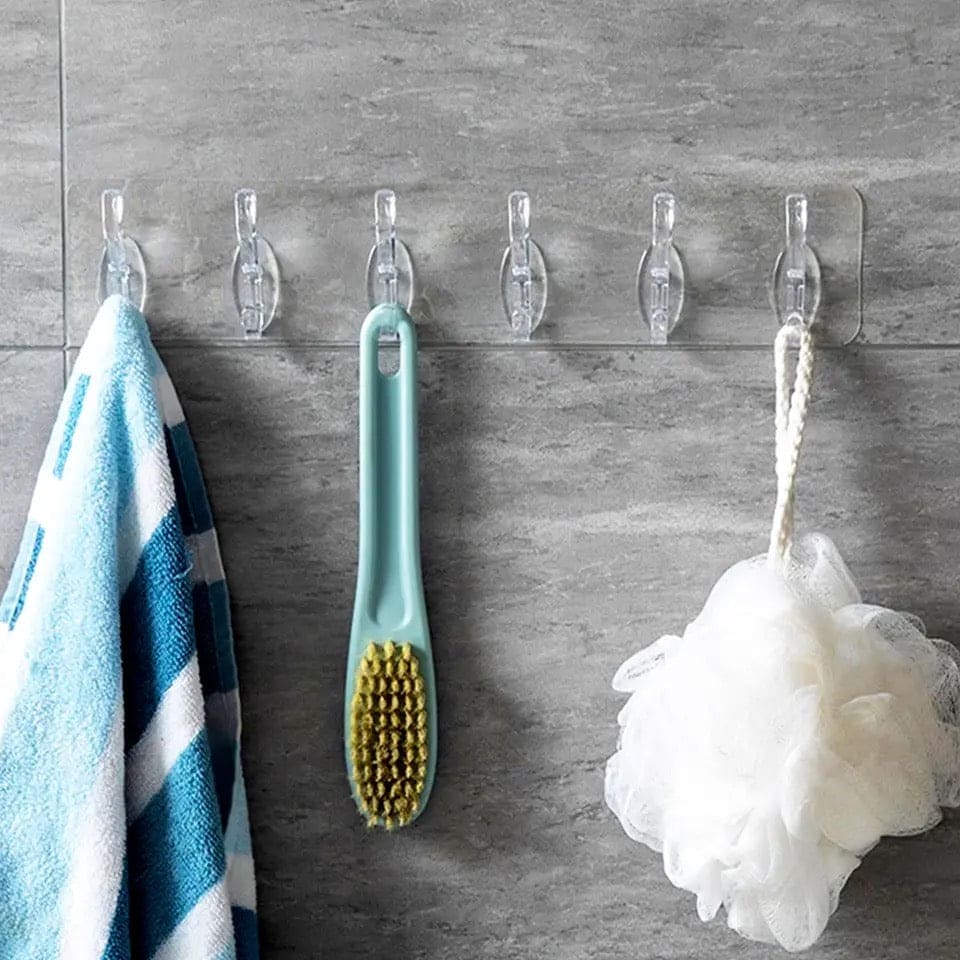 Self Adhesive Multi-Purpose 6 Transparent Hook Hanging Sticker Cosmia.pk