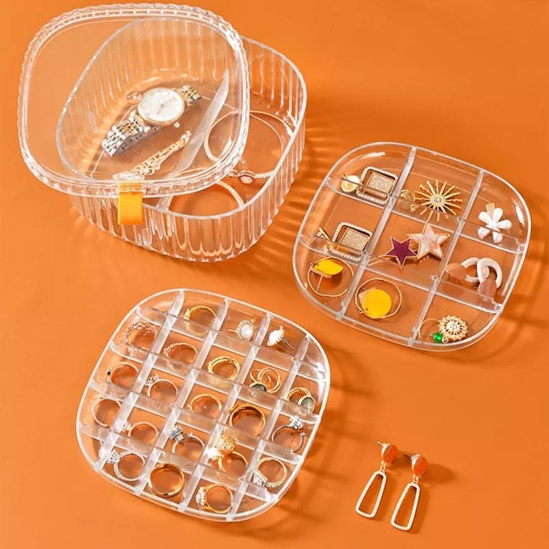 3 Layers Elegant Transparent Crystal Portable Jewllery Box Cosmia