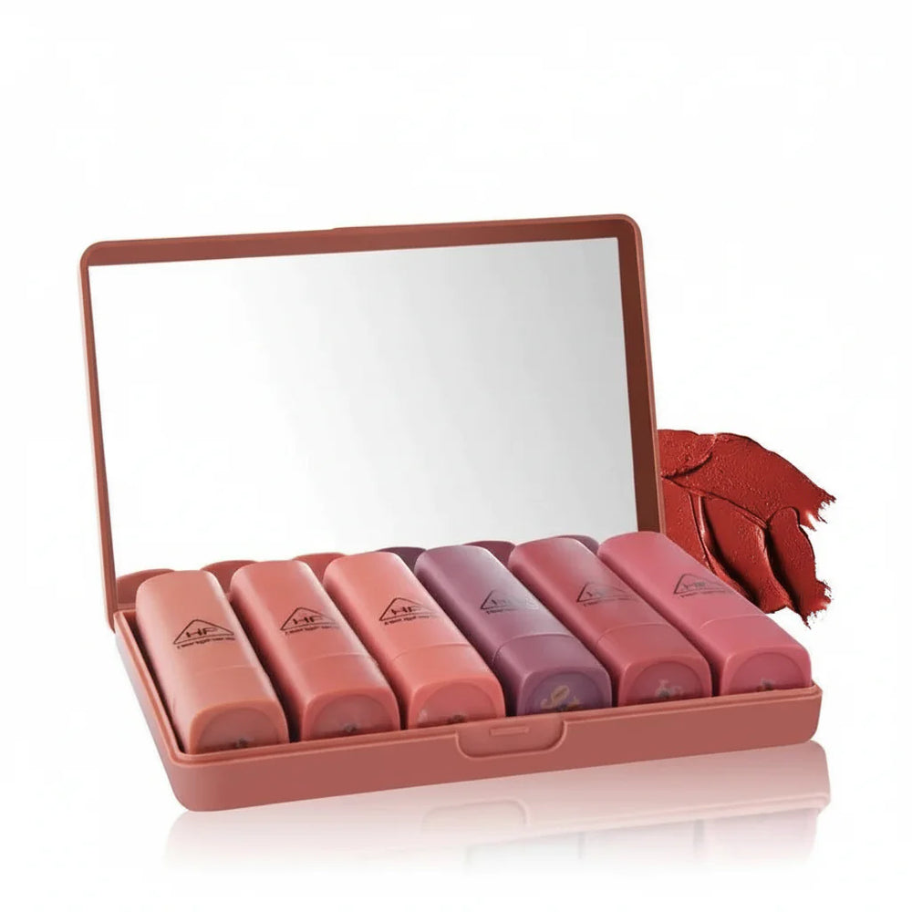 Heng Feng Matte Lipstick With Mirror - 6 Pcs Heng Fang