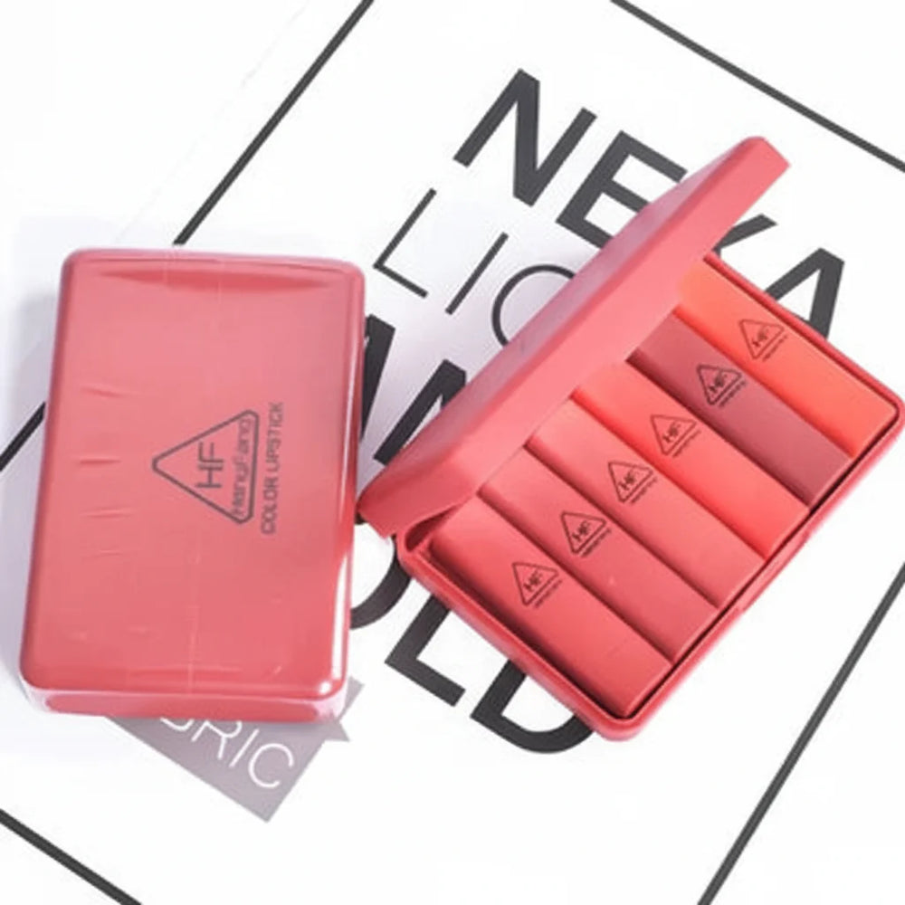 Heng Feng Matte Lipstick With Mirror - 6 Pcs Heng Fang