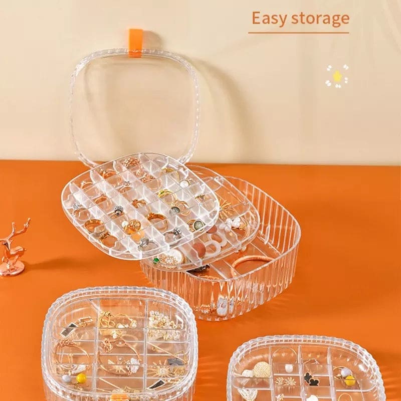 3 Layers Elegant Transparent Crystal Portable Jewllery Box Cosmia