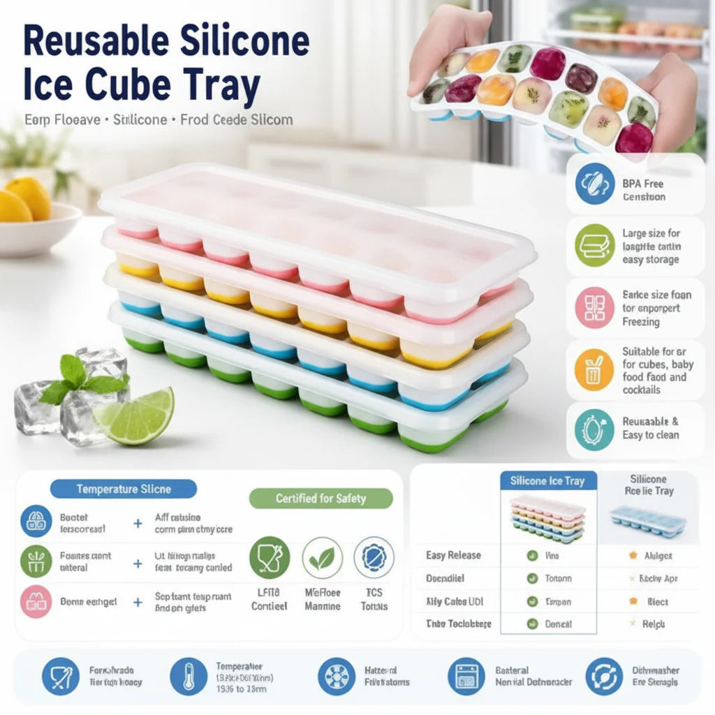 14 Grid Square Shape Ice Maker, Ice Cube Tray - Each Tray Cosmia.pk