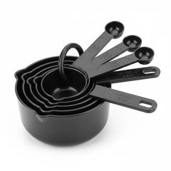 10-piece set of black plastic measuring cups and spoons. - Each Set Cosmia.pk