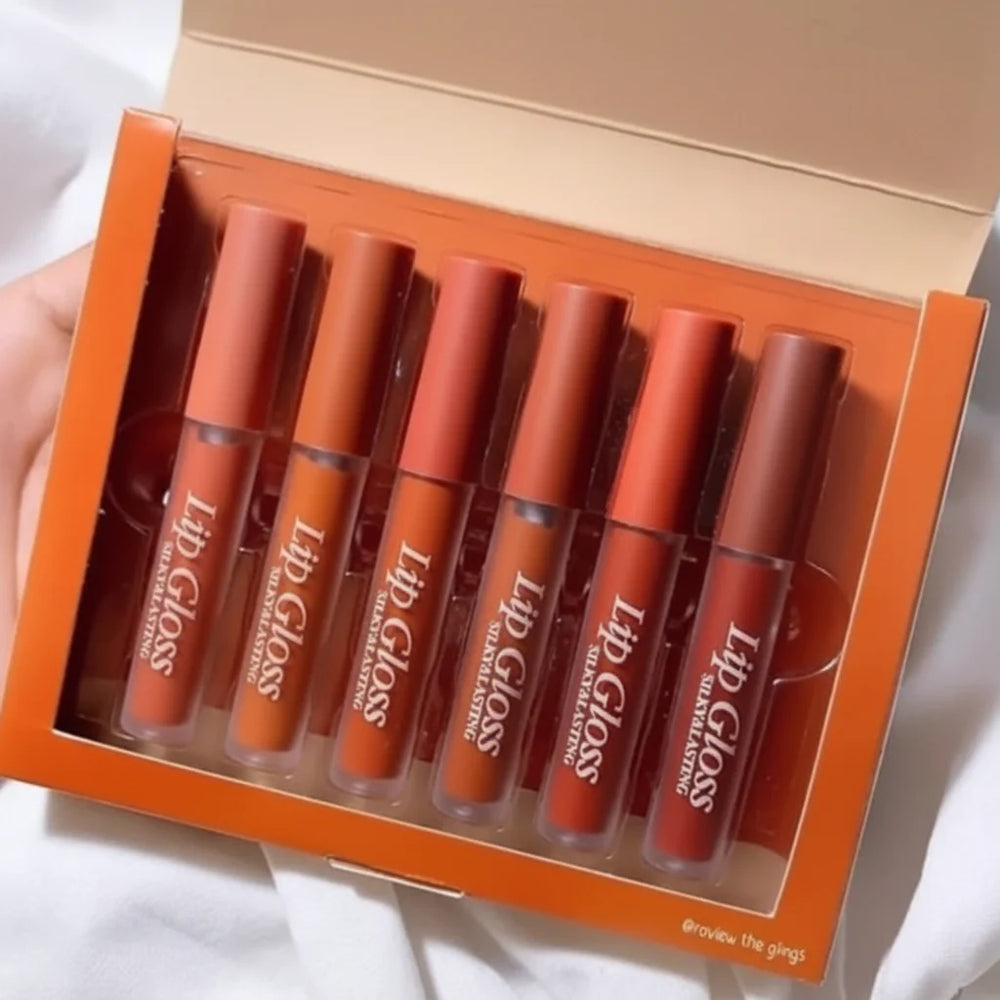 Heng Fang Silky & Lasting Matte Velvet Lip Gloss Set - 6Pcs Heng Fang