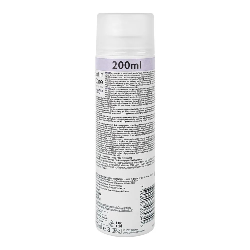 Gillette Satin Care Lavender Touch Shave Gel - 200g Gillette