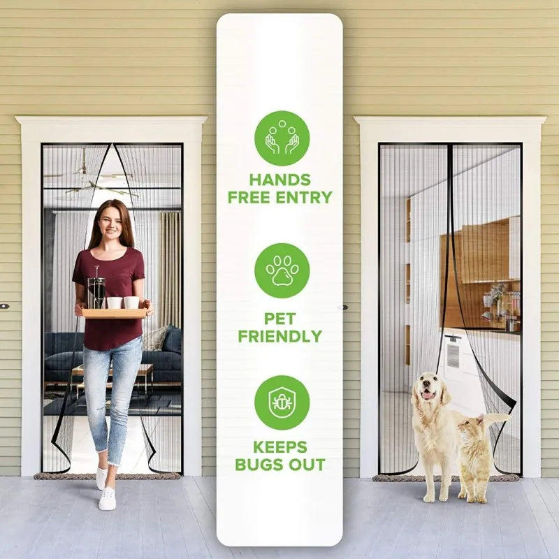 Hands-Free Retractable Magic Mesh Screen Door Cosmia.pk