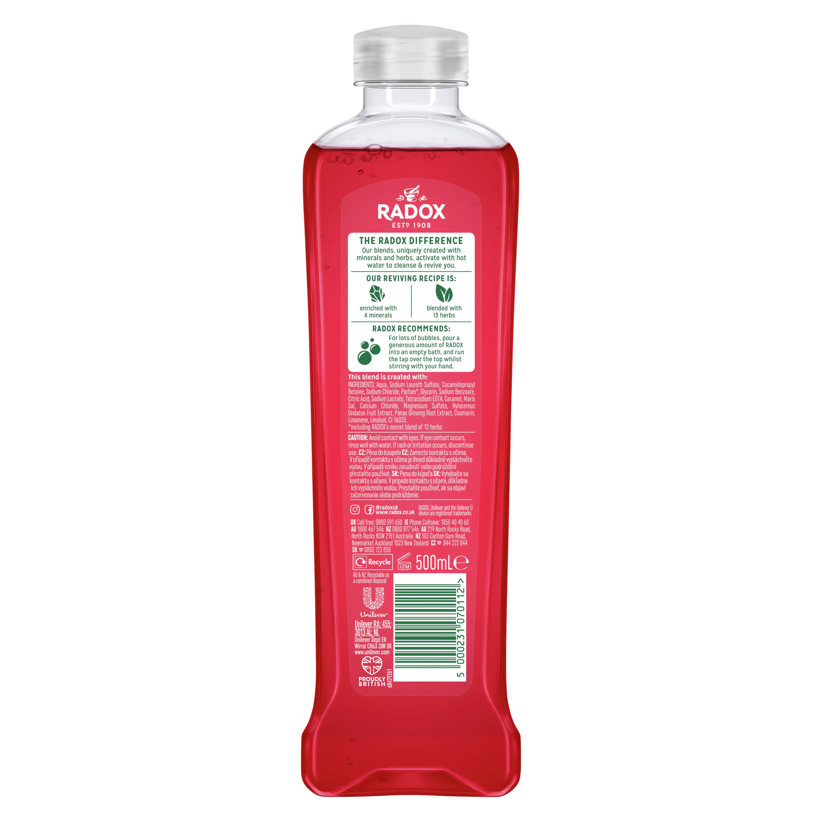 Radox Muscle Therapy Bath Soak with Black Pepper & Ginseng - 500ml Radox