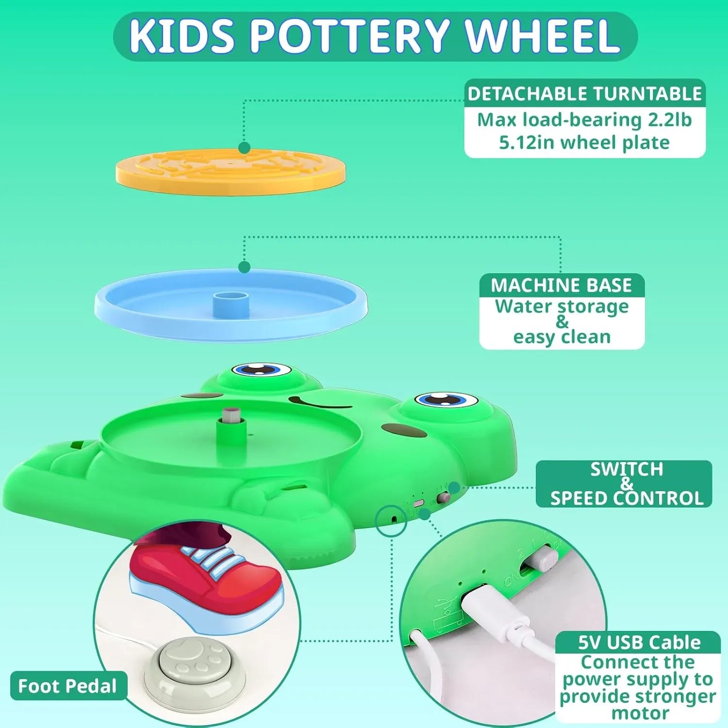 DIY Frog Electric Pottery Wheel Pretend Play Set Cosmia.pk