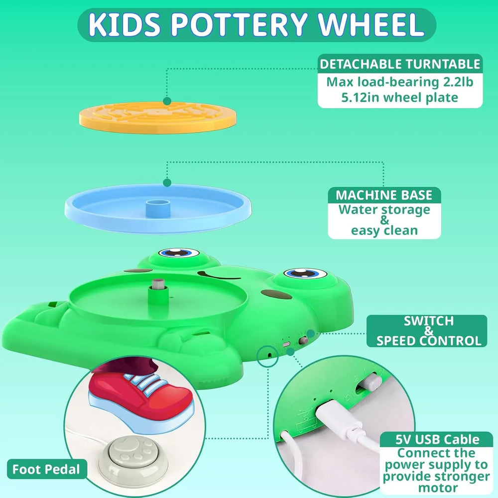 DIY Frog Electric Pottery Wheel Pretend Play Set Cosmia.pk