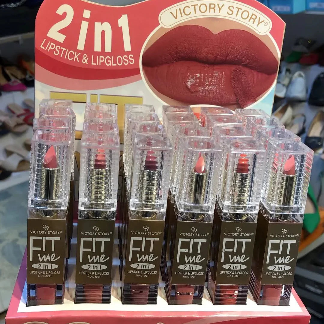 Victory story 2in1 lipstick plus matte gloss 6 Pcs Victory story